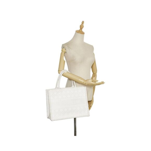 Pre Loved Dior Book Tote Bag White Canvas Tote Bag Designer Tote Bag Large Tote - Picture 8 of 8